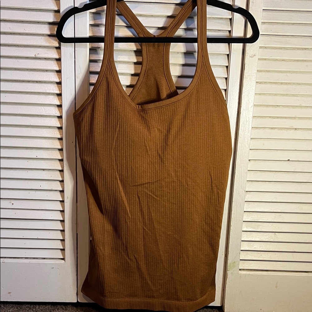 Lululemon Ebb to Street Shelf Bra Tank Top Size 12 Copper Brown